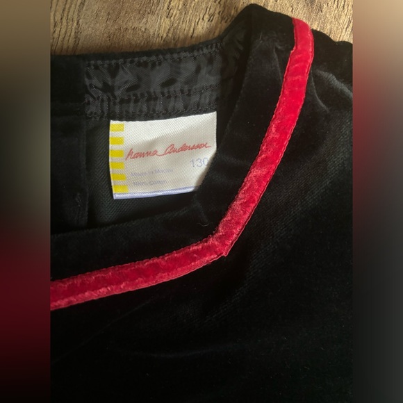 Hanna Andersson Black Red Velour Flannel Plaid Dress Sz 8 130 Holiday Christmas - Picture 5 of 7
